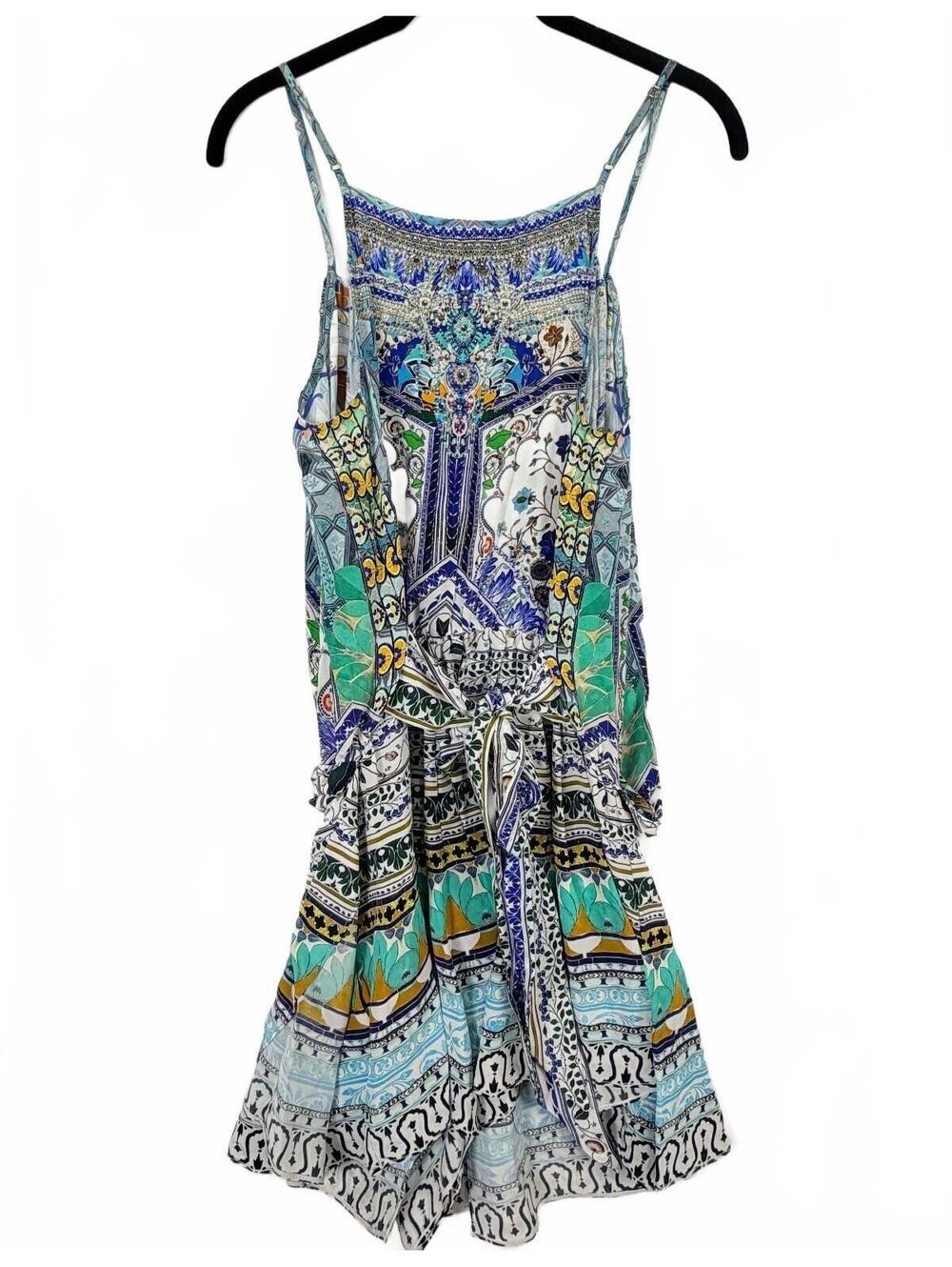 Camilla Everlasting Udaipur Embellished Silk Coverup Romper Blue Mosaic Small - Picture 2 of 8